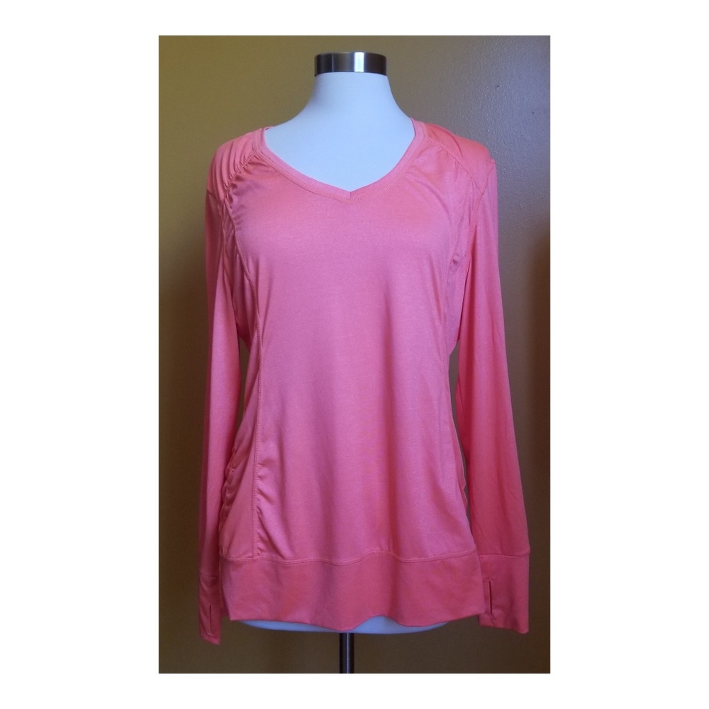 Tangerine Athletic V-Neck Top Bright Coral XXL